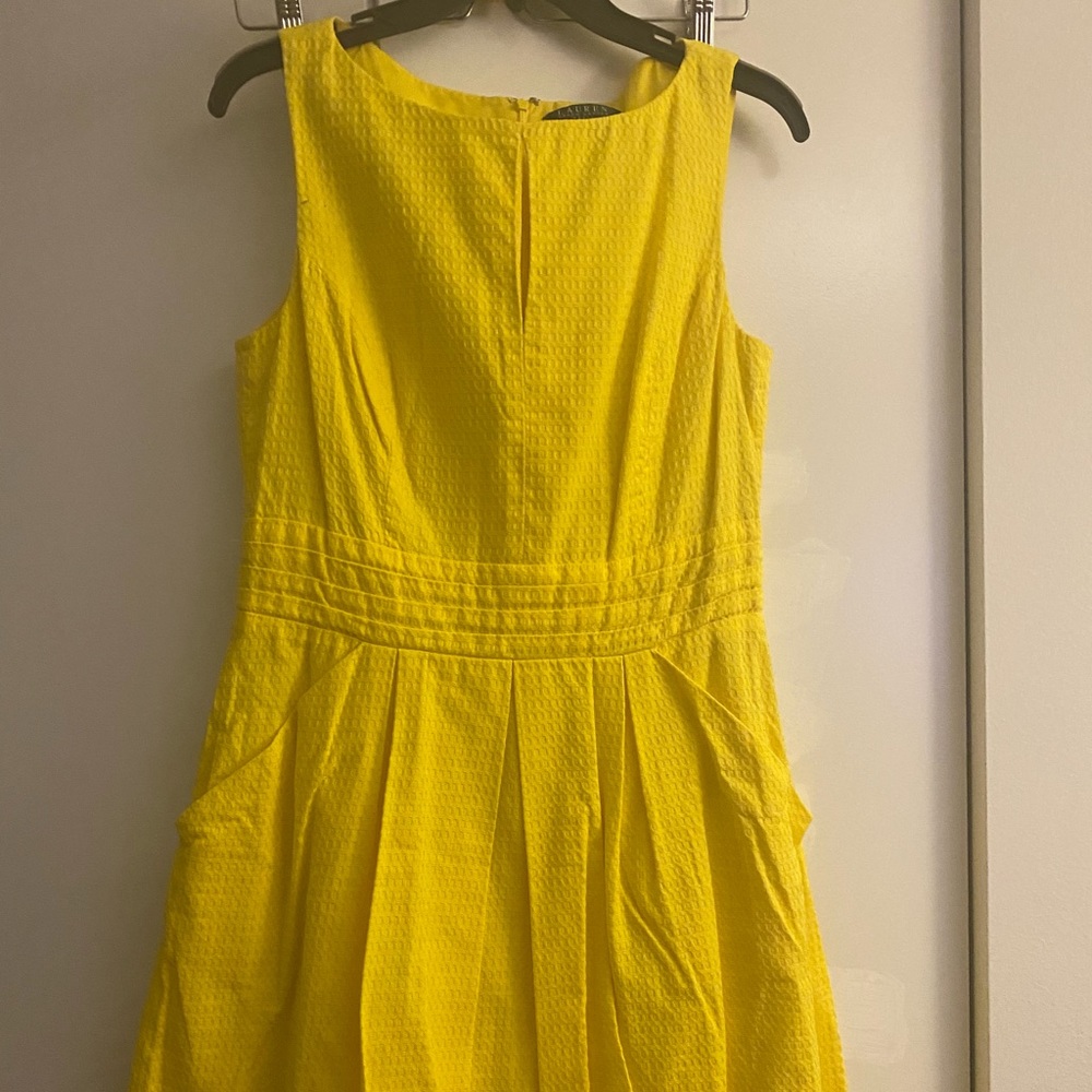 Ralph Lauren Yellow Cotton Tea Dress